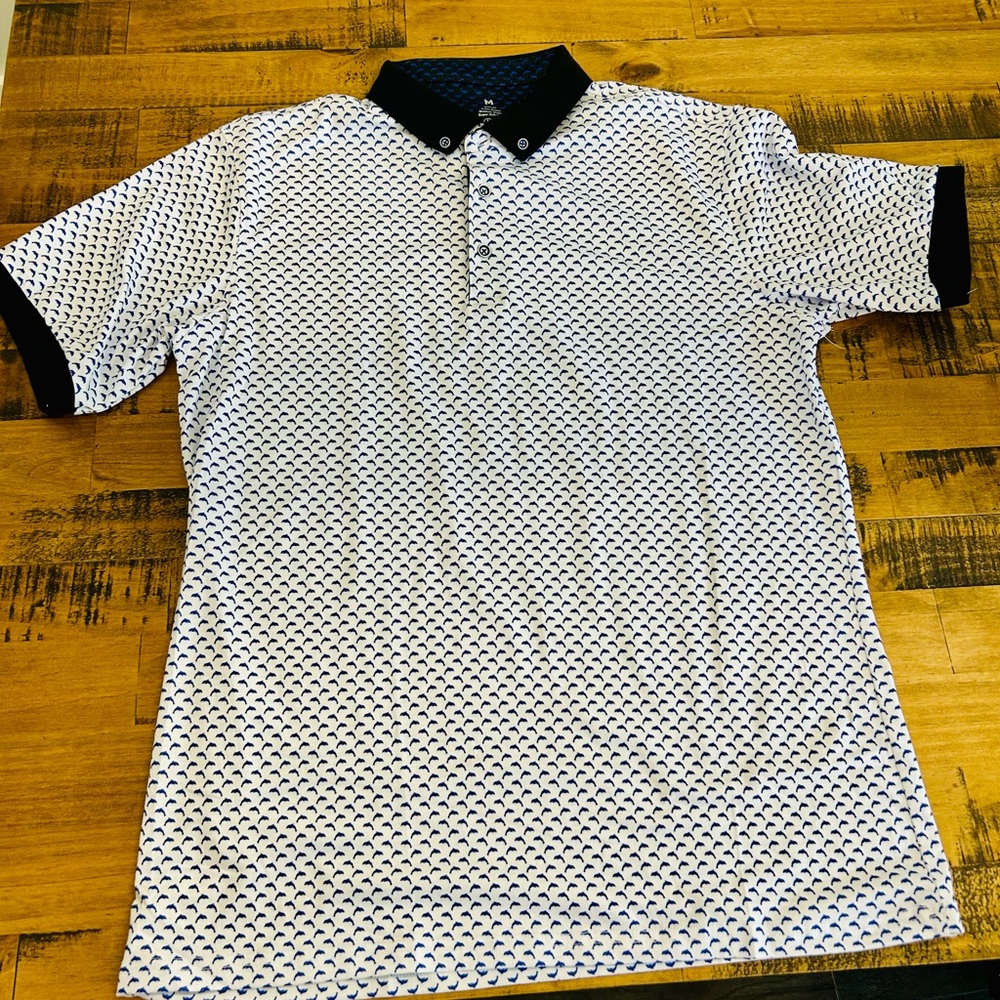 Men's Navy Patterned Polo Shirt